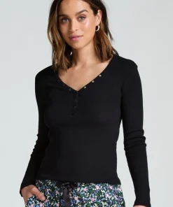 Long-Sleeved Pyjama Top - Black