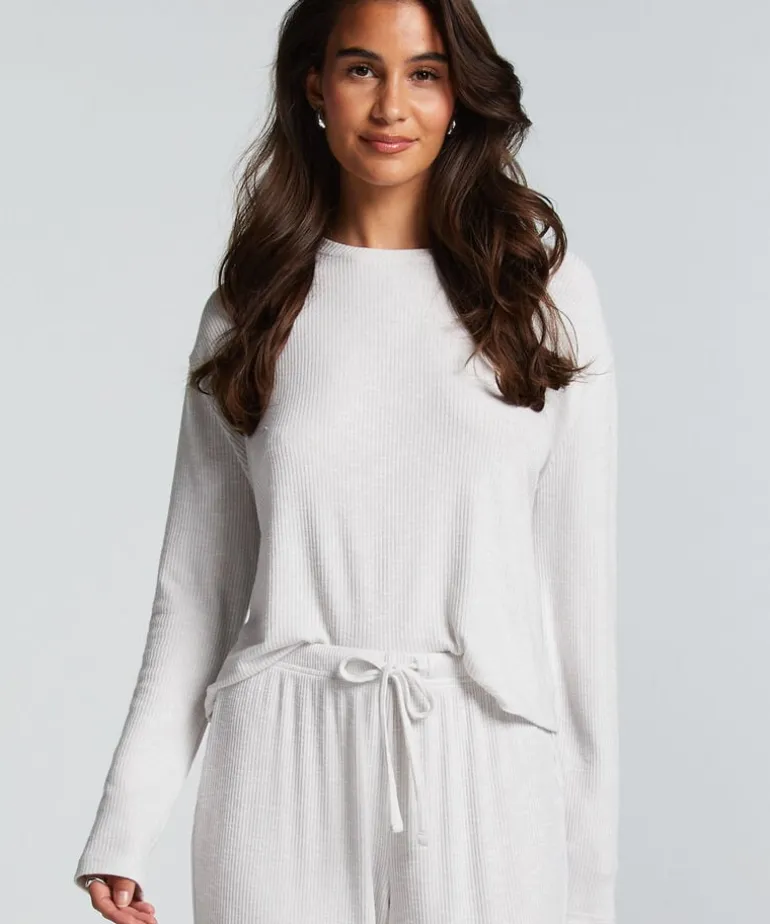 Long-Sleeved Pyjama Top - Beige