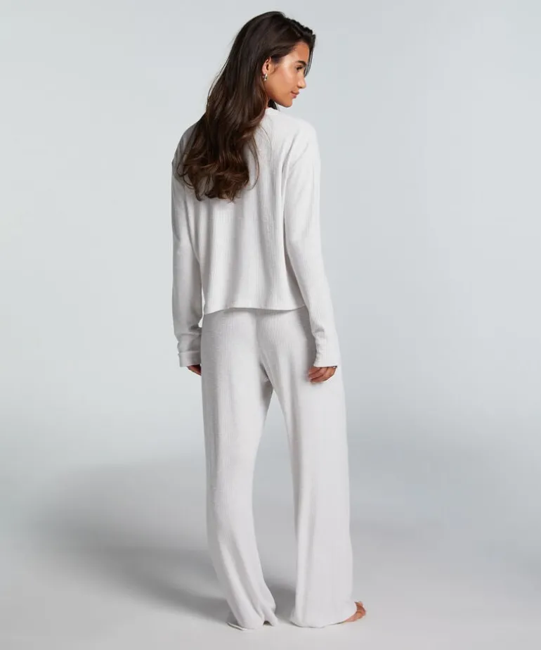 Long-Sleeved Pyjama Top - Beige