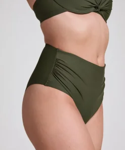 Luna High-Waisted Shaping Cheeky Bikini Bottoms - Green