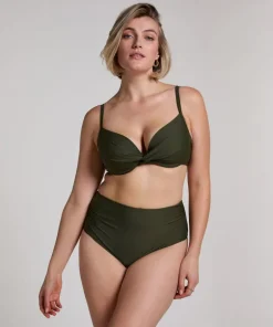 Luna High-Waisted Shaping Cheeky Bikini Bottoms - Green