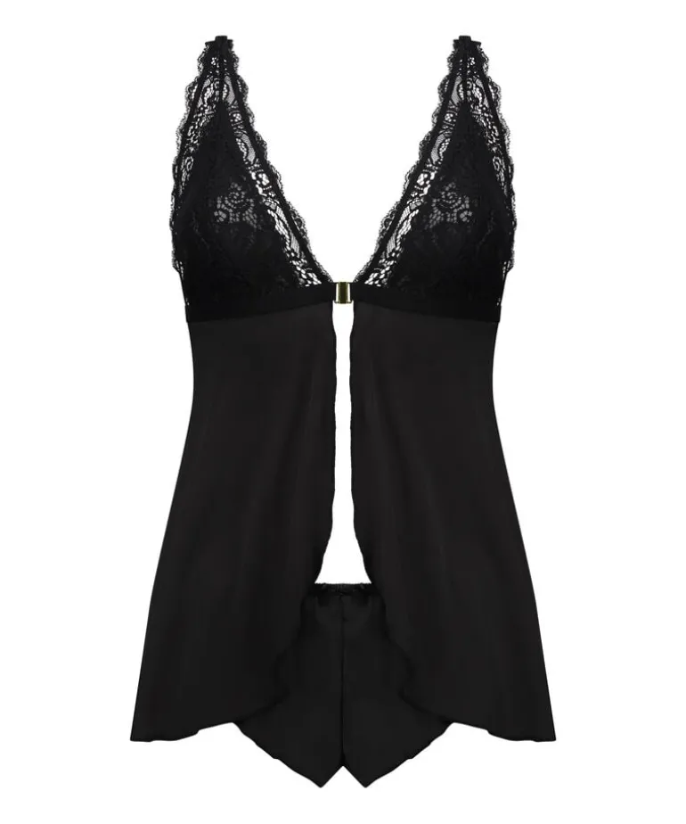 Mariah Satin Babydoll - Black