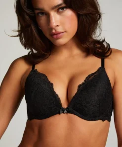 Marine Padded Push-Up Underwired Bra - Black
