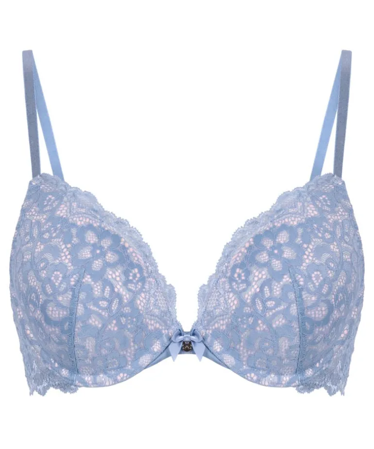 Marine Padded Push-Up Underwired Bra - Blue