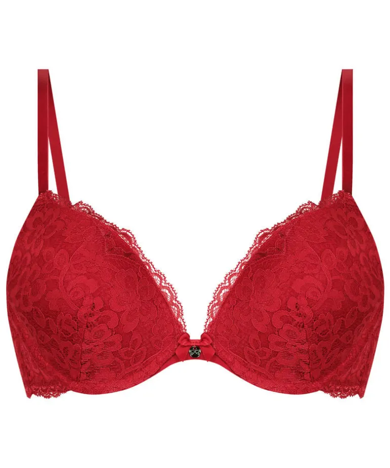 Marine Padded Push-Up Underwired Bra - Red