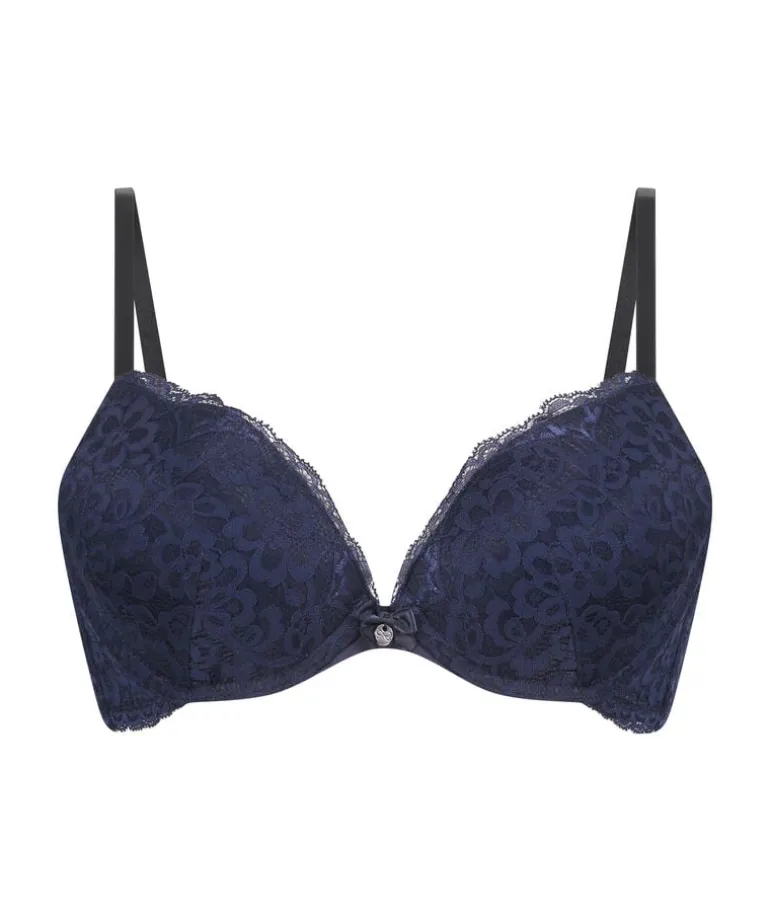 Marine Padded Push-Up Underwired Bra - Blue