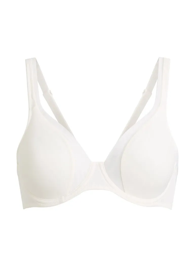 Mesh non-padded underwired bra - White