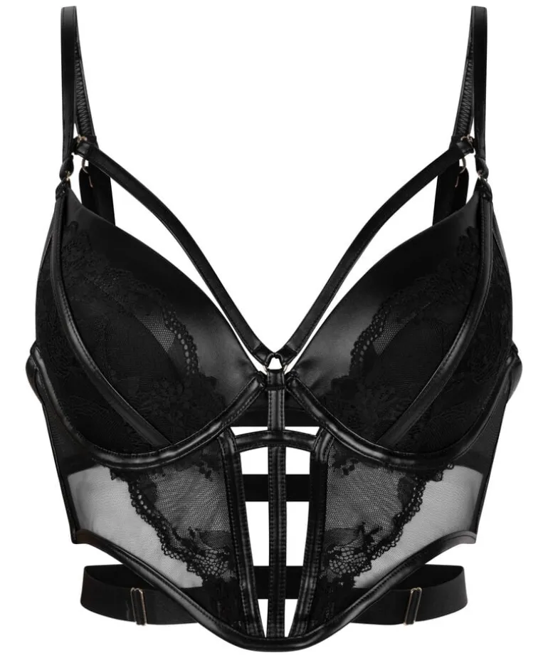 Nadia Padded Underwired Longline Push-Up Bra - Black