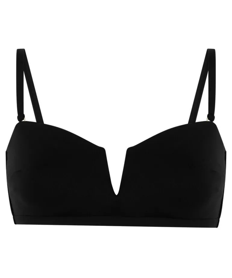 Neoprene Bandeau Bikini Top - Black