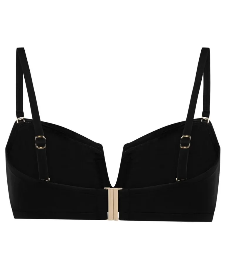 Neoprene Bandeau Bikini Top - Black