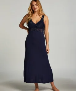 Nora Lace Long Slip Dress - Blue