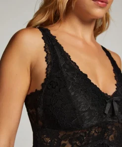 Nora Lace Long Slip Dress - Black