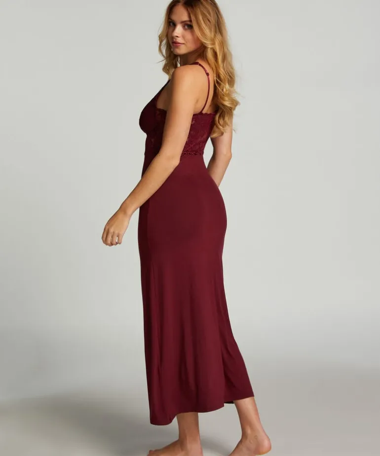 Nora Lace Long Slip Dress - Purple