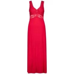 Nora Lace Long Slip Dress - Red