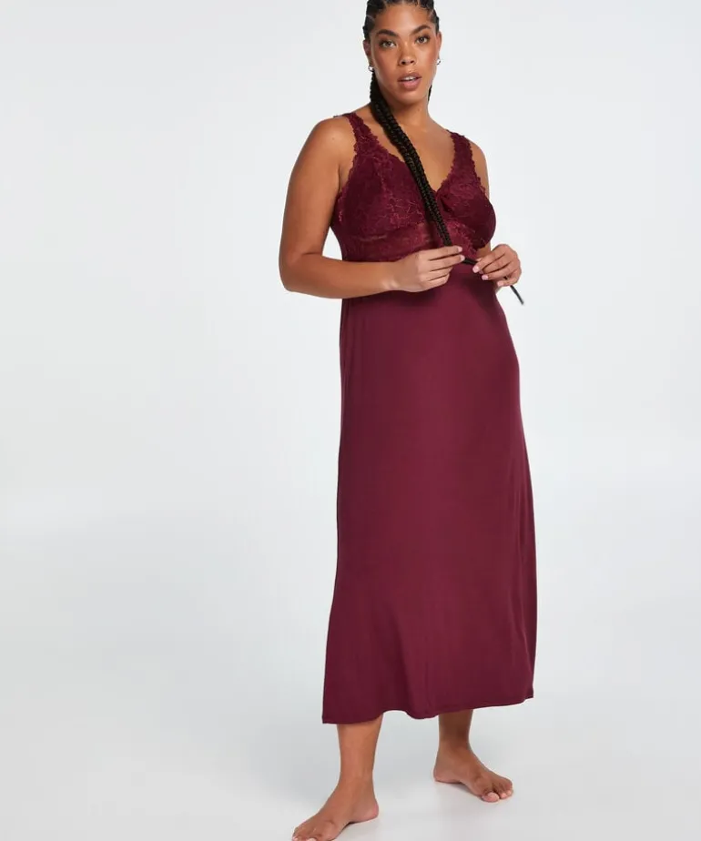 Nora Lace Long Slip Dress - Purple