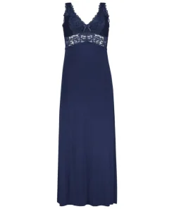 Nora Lace Long Slip Dress - Blue