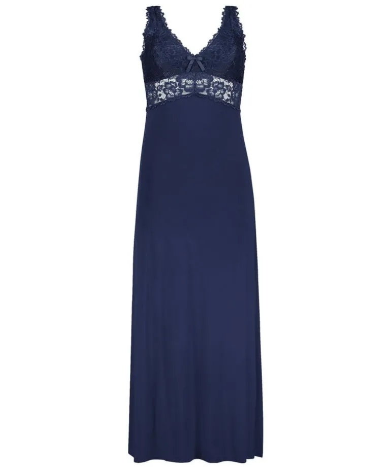 Nora Lace Long Slip Dress - Blue