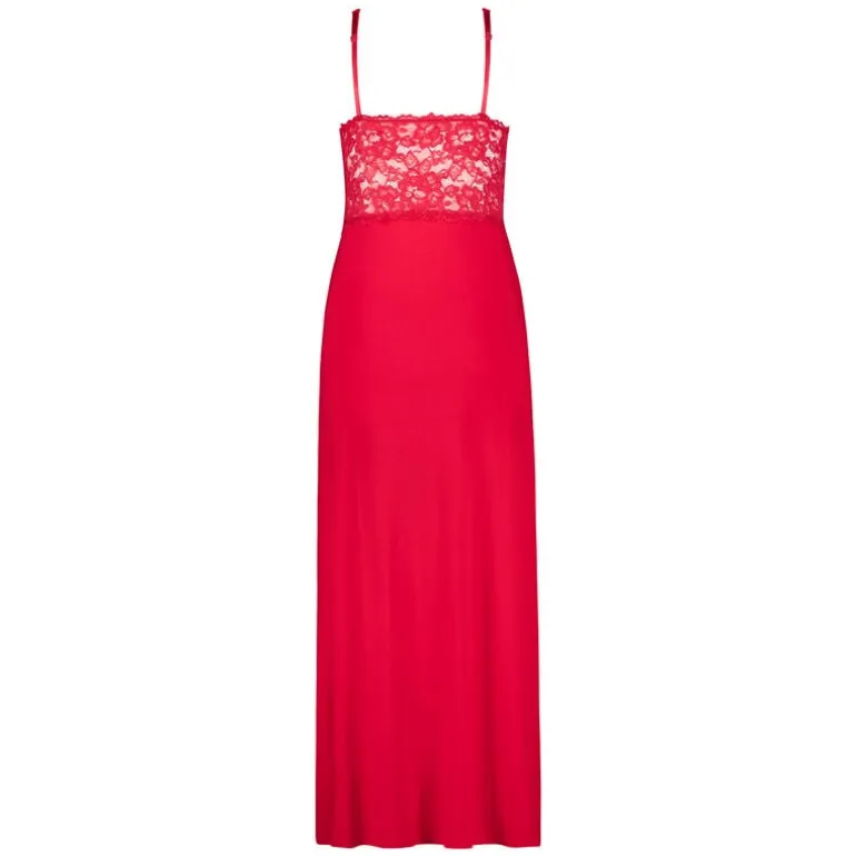 Nora Lace Long Slip Dress - Red