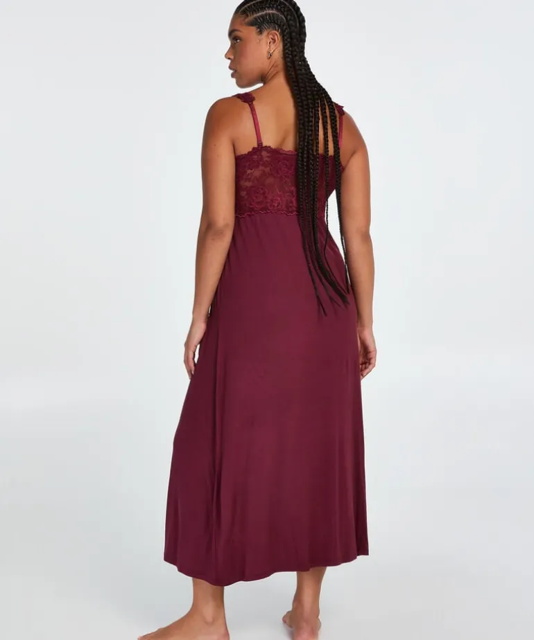 Nora Lace Long Slip Dress - Purple