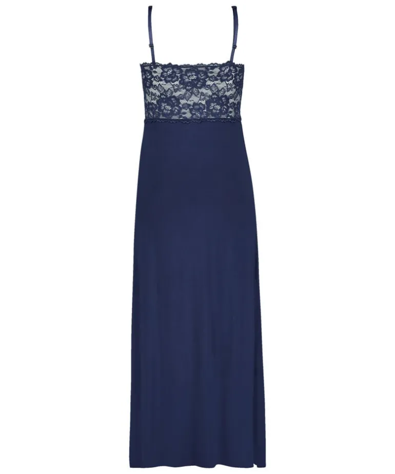 Nora Lace Long Slip Dress - Blue
