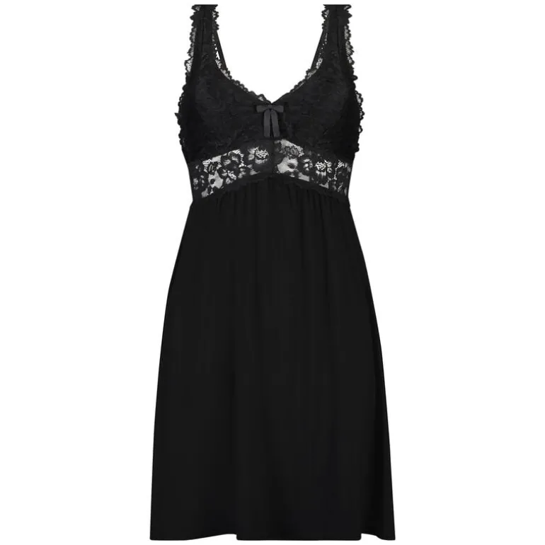 Nora Lace Slip Dress - Black