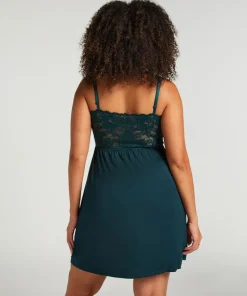 Nora Lace Slip Dress - Green