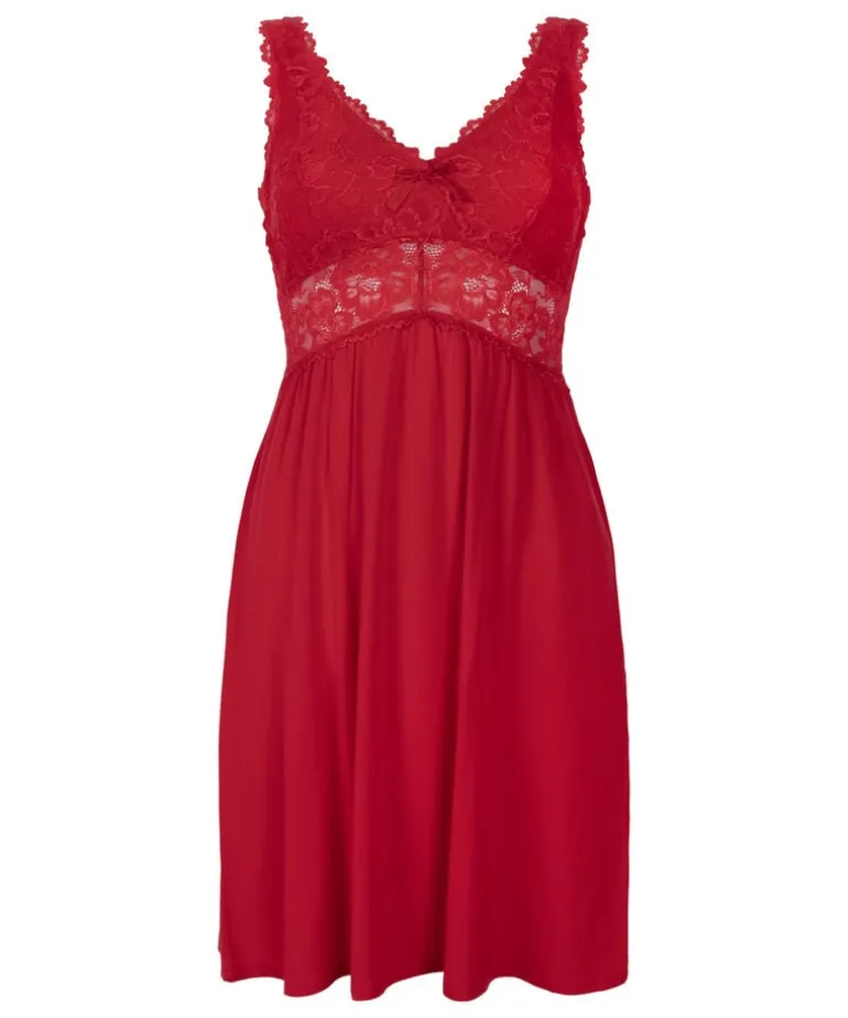 Nora Lace Slip Dress - Red