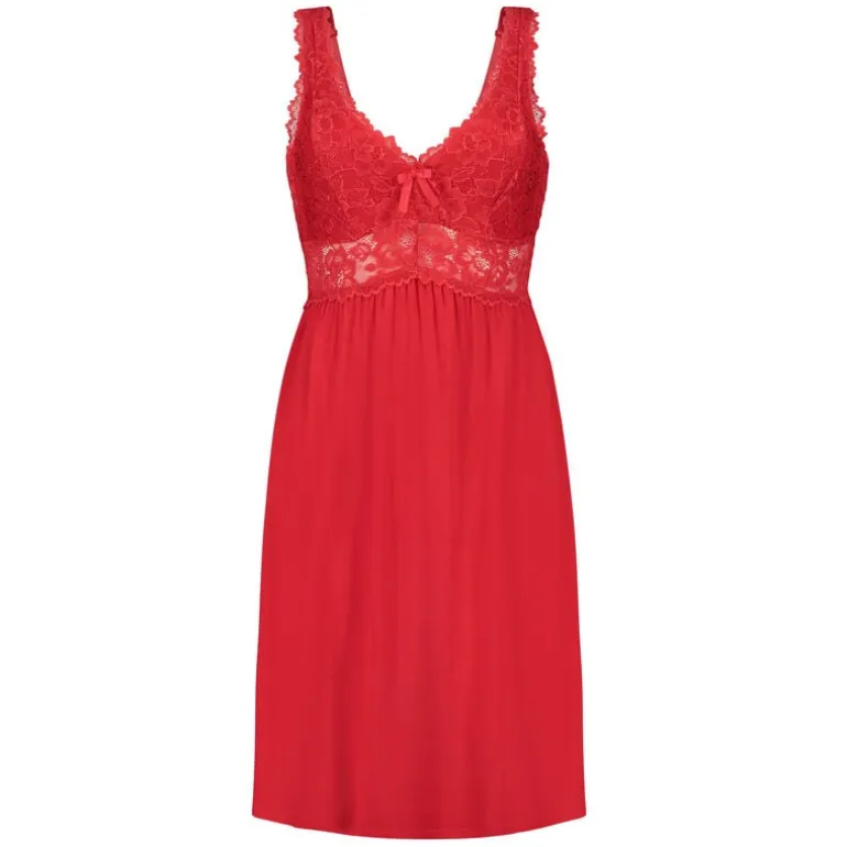 Nora Lace Slip Dress - Red