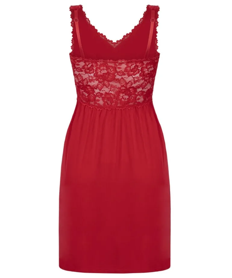 Nora Lace Slip Dress - Red