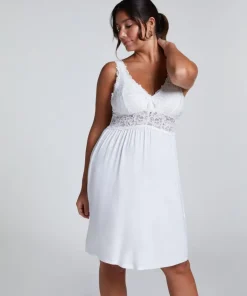 Nora Lace Slip Dress - White