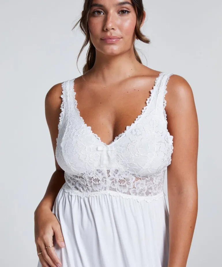 Nora Lace Slip Dress - White
