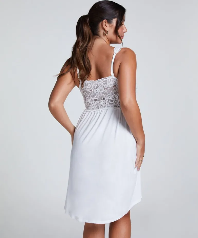 Nora Lace Slip Dress - White