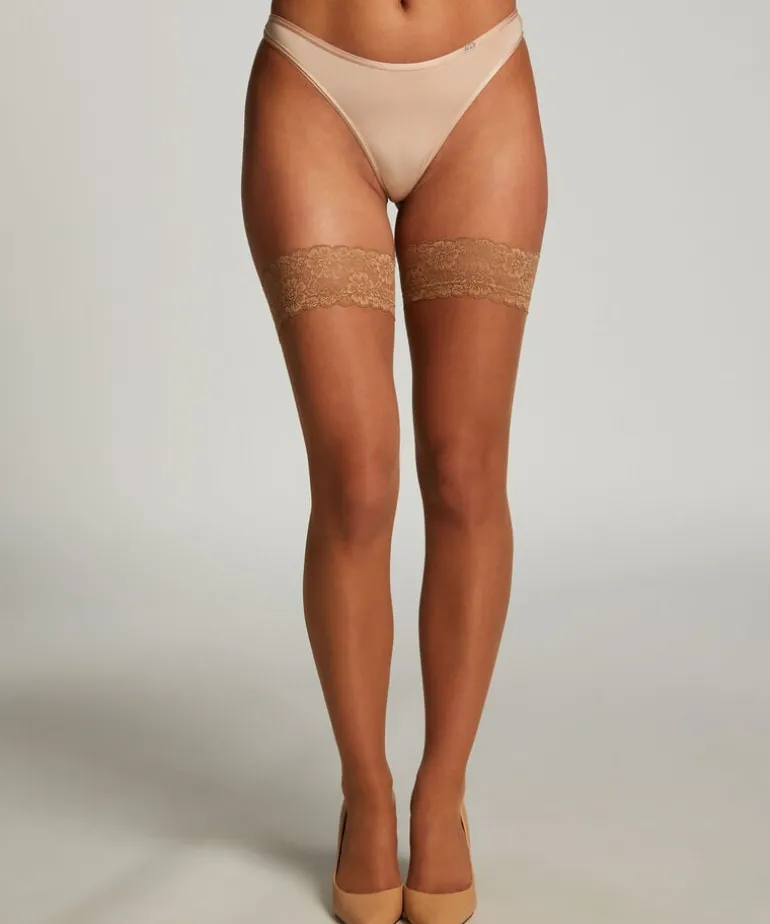 2 Pack 15 Denier Stay-Ups Lace - Beige