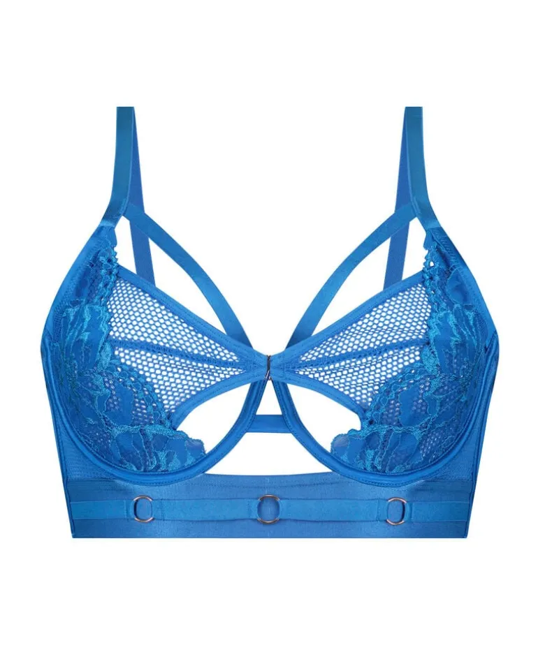 Pleasure Non-Padded Longline Underwired Bra - Blue