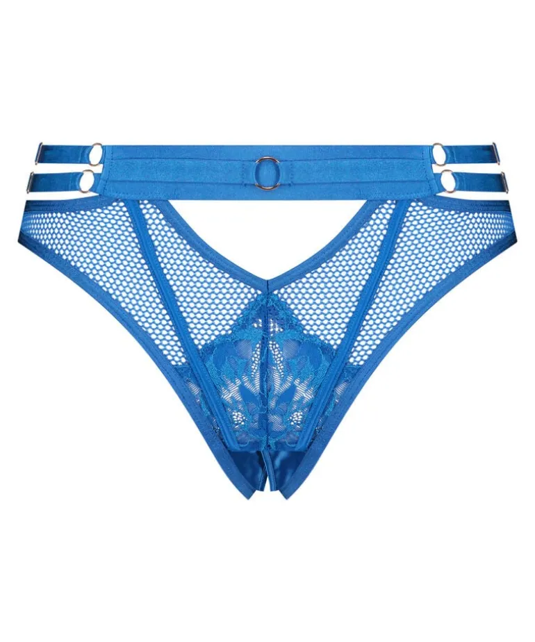 Pleasure Open-Crotch Brazilian Knickers - Blue