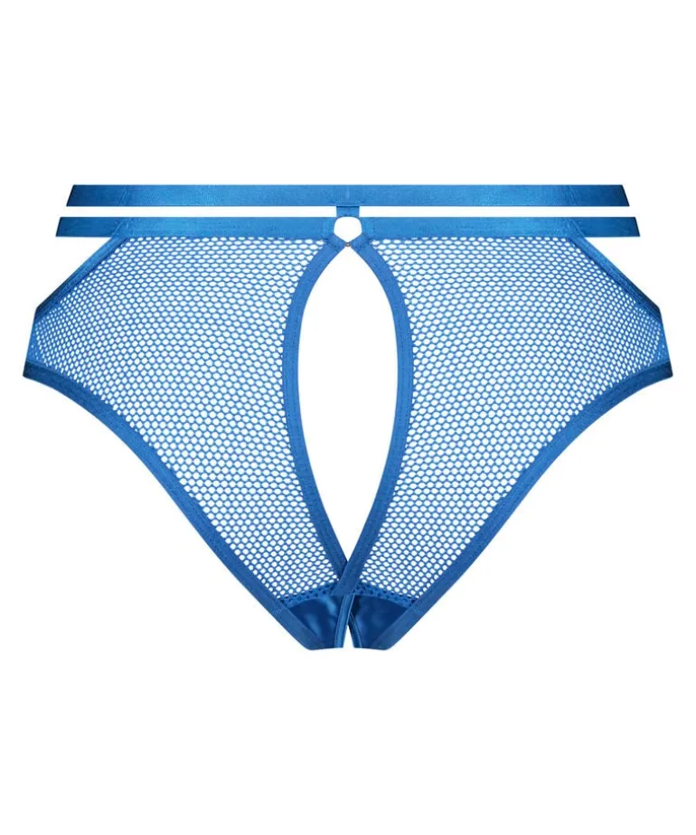 Pleasure Open-Crotch Brazilian Knickers - Blue