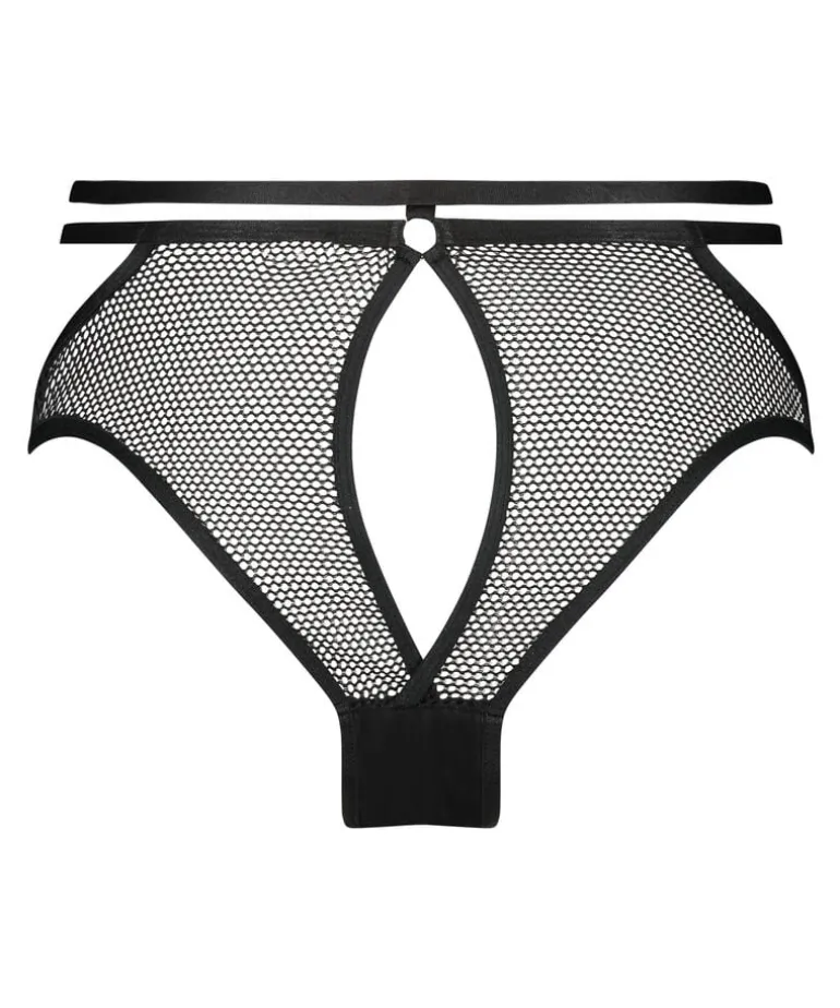 Pleasure Open-Crotch Brazilian Knickers - Black