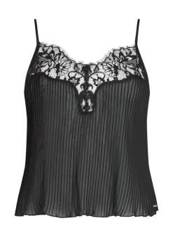 Plisse Lace Cami - Black