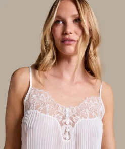 Plisse Lace Cami - White