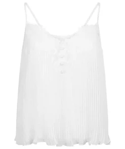 Plisse Lace Cami - White