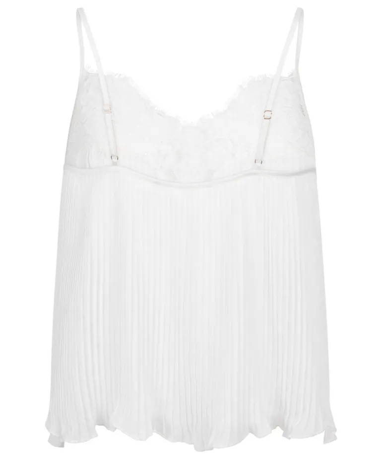 Plisse Lace Cami - White
