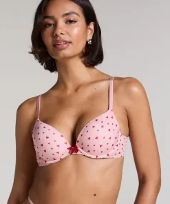 Plunge Padded Underwired Bra - Pink