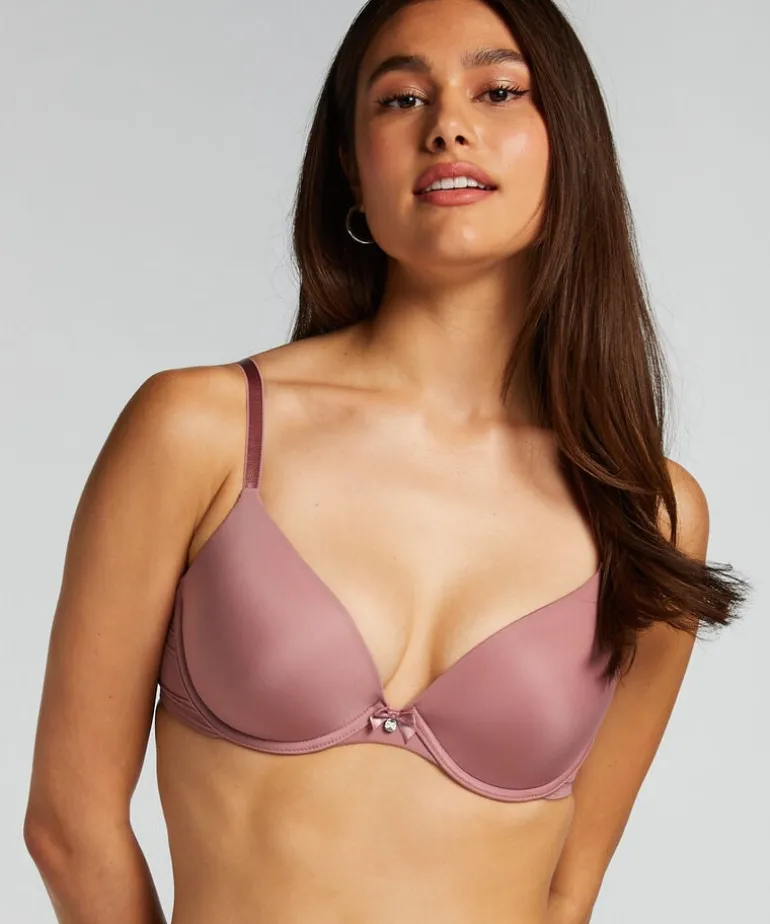 Plunge Padded Underwired Bra - Pink