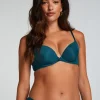 Plunge Padded Underwired Bra - Blue