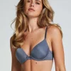 Plunge Padded Underwired Bra - Gray