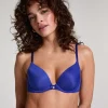 Plunge Padded Underwired Bra - Blue