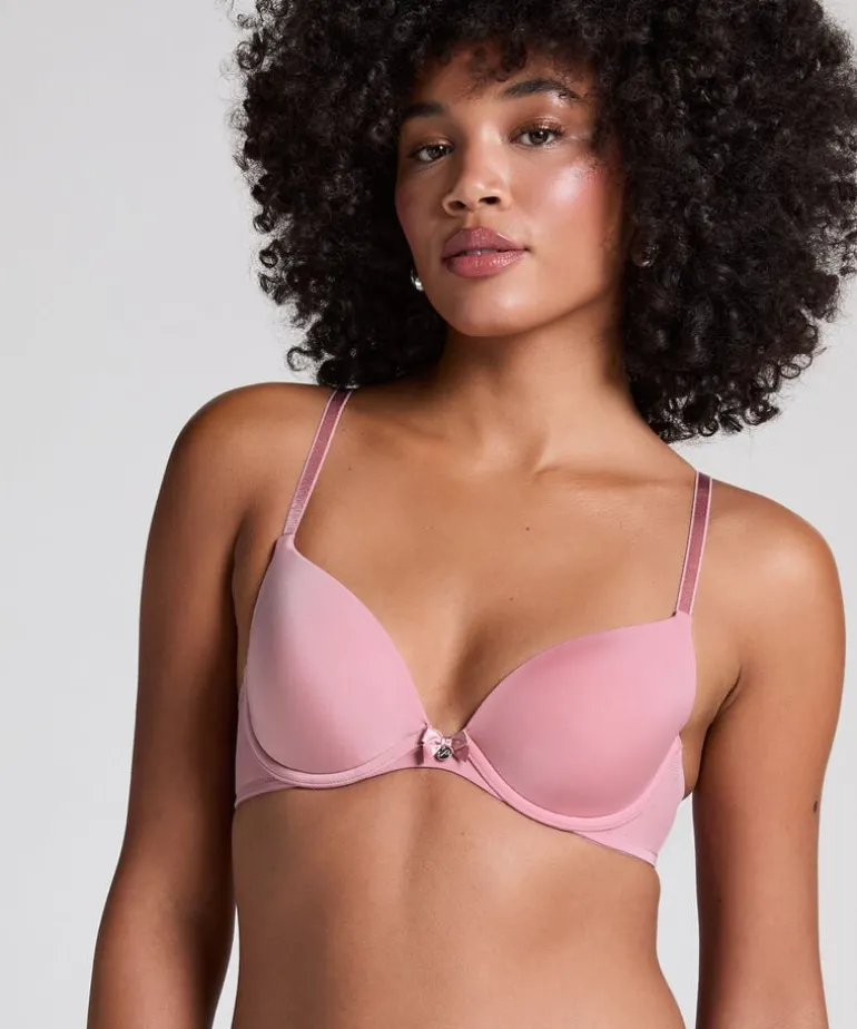 Plunge Padded Underwired Bra - Pink