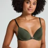 Plunge Padded Underwired Bra - Green