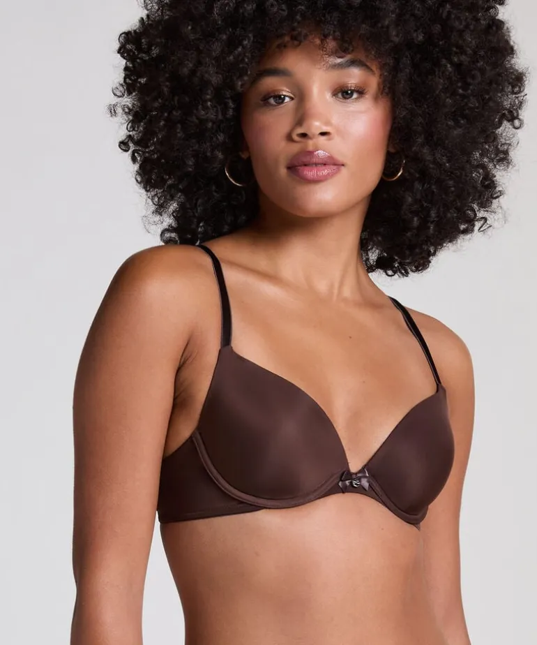 Plunge Padded Underwired Bra - Brown