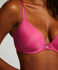 Plunge Padded Underwired Bra - Pink